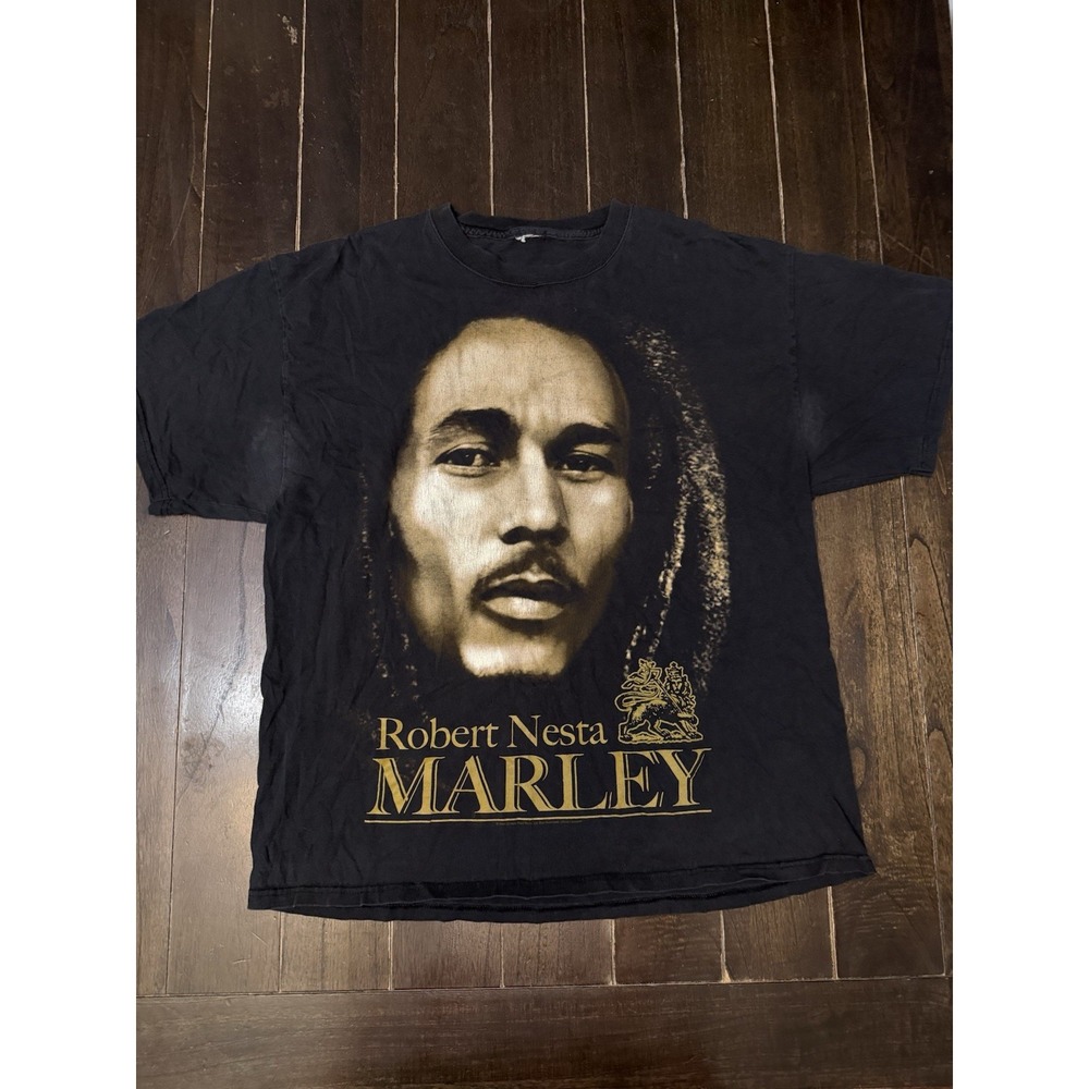 Bob Marley Robert Nesta Marley Graphic T Shirt Black Reggae XL Distresse
